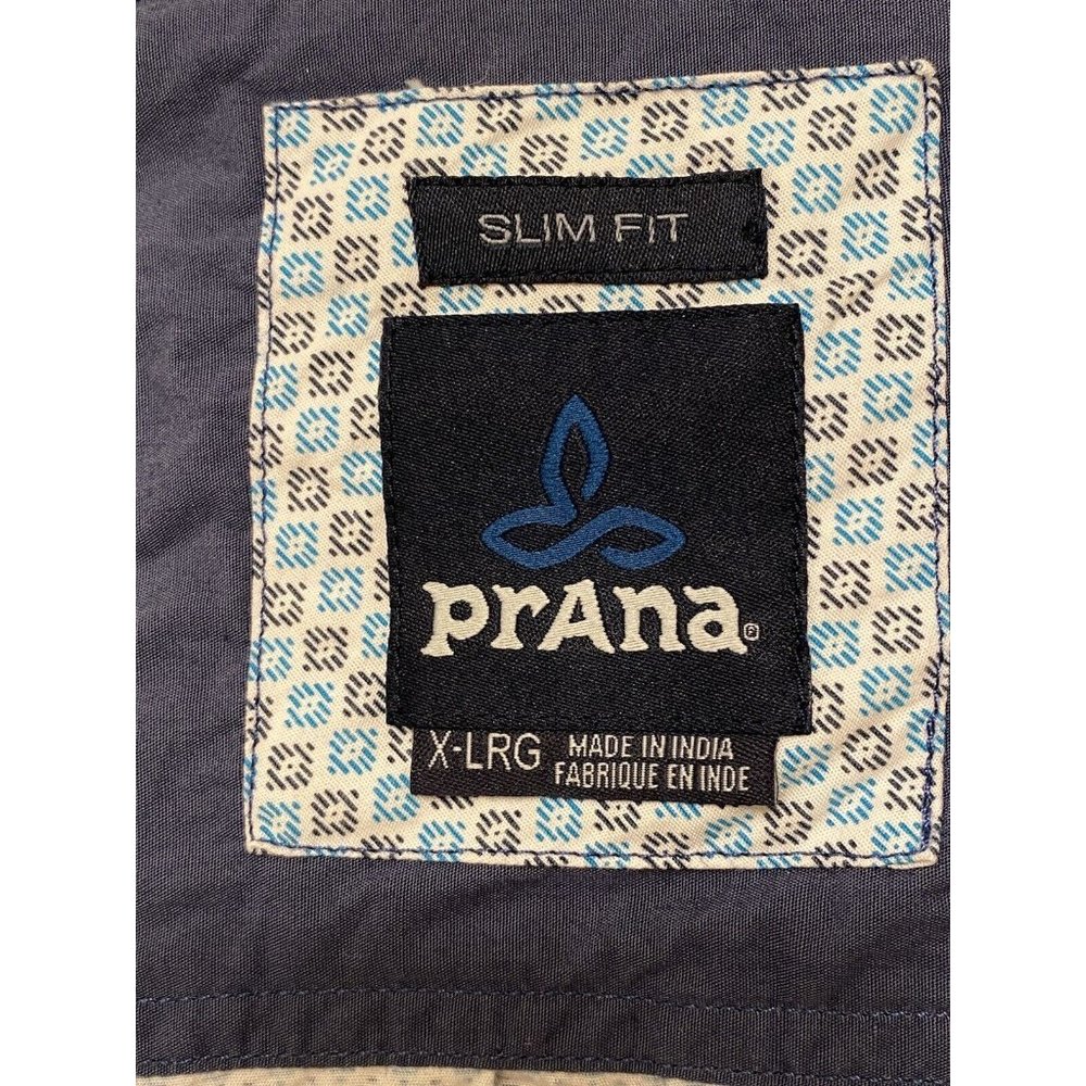 Prana Slim Fit XL Short Sleeve Button Front Men's Hiking Shirt White Teal Black - Picture 10 of 11